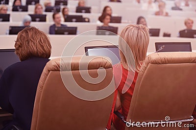 Leader business women representing model of economic development and startup business, Audience at the conference hall, Business Editorial Stock Photo