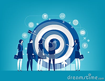 Leader and Colleague engaged in company goals. Concept business marketing vector illustration, Employee engagement, Internal Vector Illustration