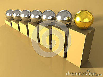 Leader concept with one gold ball Stock Photo