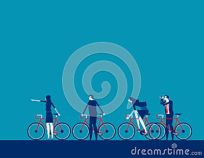 Leader direction pointing. Concept business vector illustration, Flat business cartoon style, Teamwork, Vision Vector Illustration