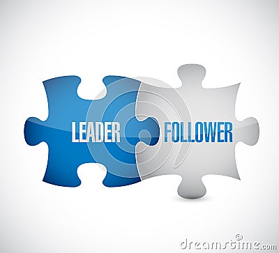 leader and follower puzzle pieces sign Cartoon Illustration