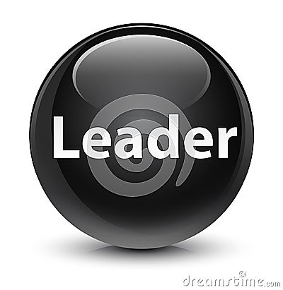 Leader glassy black round button Cartoon Illustration