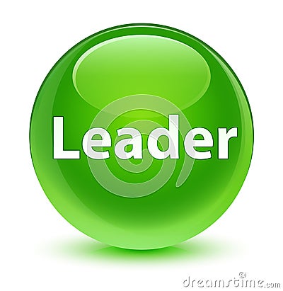 Leader glassy green round button Cartoon Illustration