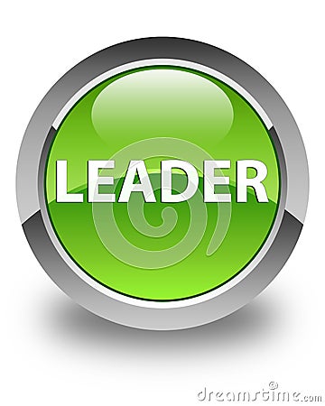 Leader glossy green round button Cartoon Illustration