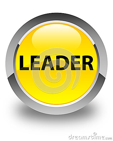 Leader glossy yellow round button Cartoon Illustration