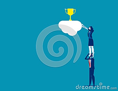 Leader Help employee. Concept business vector illustration, Activity, Support, Partnership, Help, Teamwork Vector Illustration