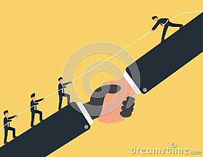 Leader helping business team. career growth concept Vector Illustration