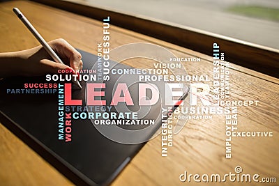 Leader. Leadership. Teambuilding. Business concept. Words cloud. Stock Photo