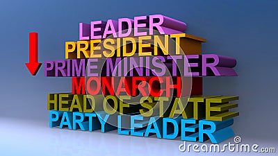 Leader president prime minister monarch head of state party leader on blue Stock Photo