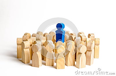 The leader stands at the head of the crowd. Business concept of leader and leadership qualities, Business concept of leader Stock Photo