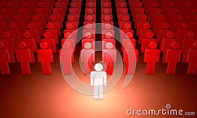 Leader (symbolic figures of people). 3D illustration rendering. Cartoon Illustration