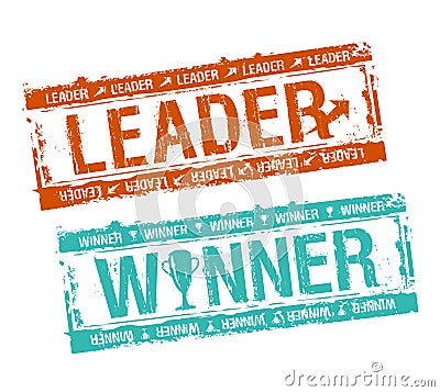 Leader and winner rubber stamps set Stock Photo