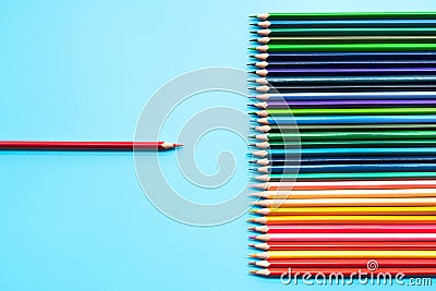 Leadership business concept. Red color pencil lead presentation to other color Stock Photo