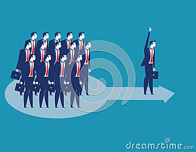 Leadership. Business lading team of worker go forward. Concept business vector illustration Vector Illustration