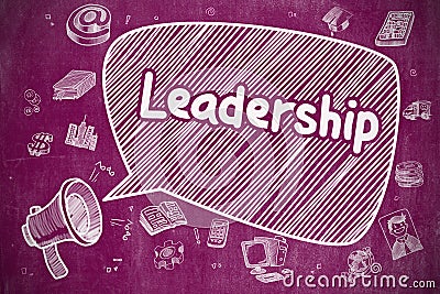 Leadership - Cartoon Illustration on Purple Chalkboard. Stock Photo