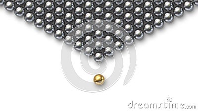 Leadership concept. Gold leader ball standing out from the crowd of silver balls Vector Illustration