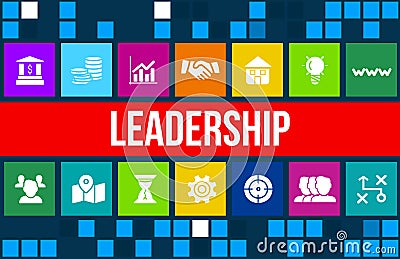 Leadership concept image with business icons and copyspace. Stock Photo