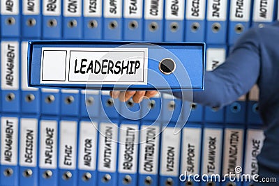 Leadership concept. Leadership skill concept. Young man holding Stock Photo