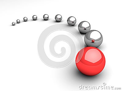 Leadership concept with red ball leader on white Stock Photo