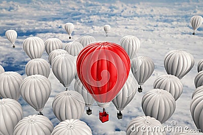 Leadership concept with red hot air balloon Stock Photo