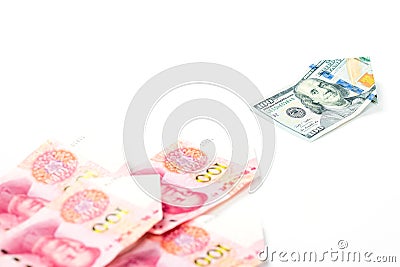 Leadership and Different concept with US dollar bill leading Chi Stock Photo