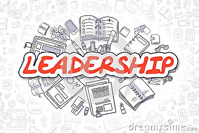 Leadership - Doodle Red Inscription. Business Concept. Stock Photo