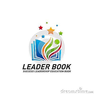 Leadership Education Book Logo Design Concept Vector. Success Leader Book Logo Template. Icon Symbol Vector Illustration