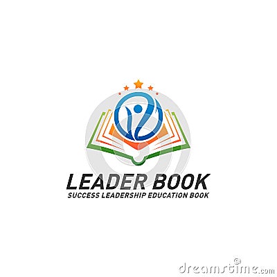 Leadership Education Book Logo Design Concept Vector. Success Leader Book Logo Template. Icon Symbol Vector Illustration