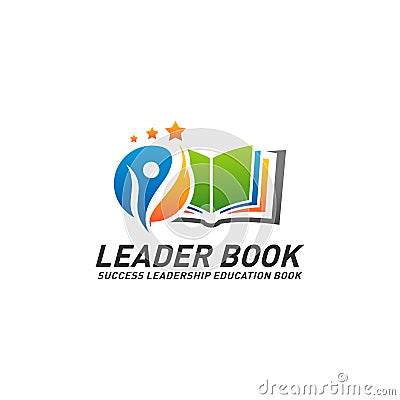 Leadership Education Book Logo Design Concept Vector. Success Leader Book Logo Template. Icon Symbol Vector Illustration