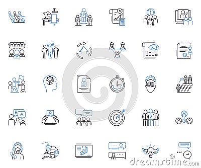 Leadership hierarchy line icons collection. Authority, Chain, Command, Control, Decision-making, Delegation, Dominance Vector Illustration