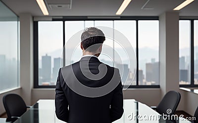 Leadership Illuminated The Strategic Mind of a Visionary Businessman Stock Photo