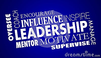 Leadership Inspire Coach Motivate Word Collage Stock Photo