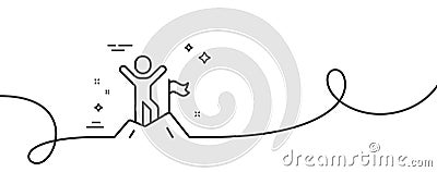 Leadership line icon. Person with flag sign. Continuous line with curl. Vector Vector Illustration