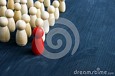 Leadership and management in business. Small figures on the desk Stock Photo