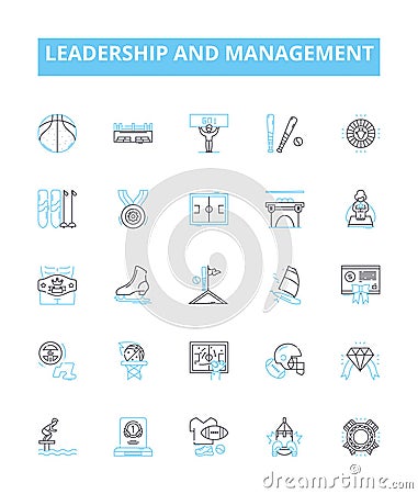 Leadership and management vector line icons set. Leadership, Management, Directive, Directive-Leadership, Autocratic Vector Illustration