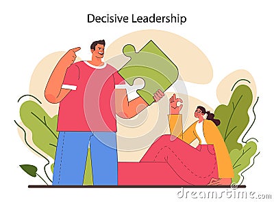 Leadership skill. Top manager professional quality leading a work team Vector Illustration