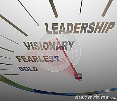 Leadership Speedometer Vision Fearless Bold Direction Stock Photo