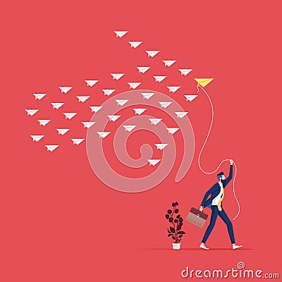 Leadership, teamwork and courage concept Vector Illustration