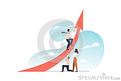 Leadership, teamwork, support, startup, career growth, business concept Vector Illustration