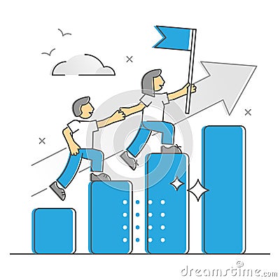 Leadership vision and motivation for development monocolor outline concept Vector Illustration