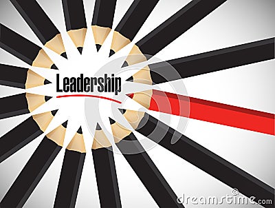 Leadership word around a set of colors. Cartoon Illustration