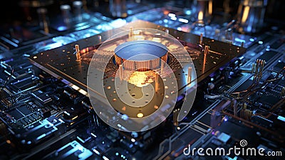 Leading-Edge Quantum Computing Machine with Jaw-Dropping Architecture. Computing power concept. Stock Photo
