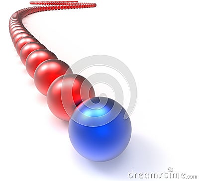 Leading Metallic Balls In Chain Showing Leadership Stock Photo