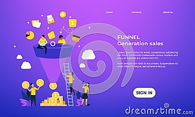 Leads generation landing page. Increasing customers web page template, inbound marketing concept. Vector web page Vector Illustration