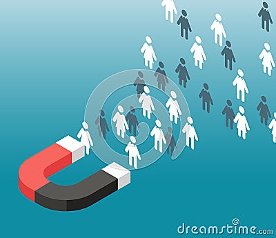 Leads generation. Web traffic attraction. Magnet attracts people icons. Inbound marketing vector concept Vector Illustration