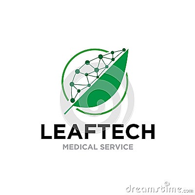 Leaf bio tech molecule logo designs for medical or technology service Vector Illustration