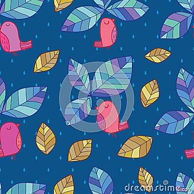 Leaf bird top style seamless pattern Vector Illustration