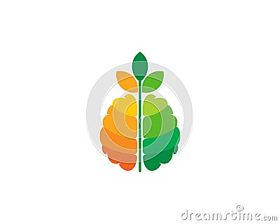 Leaf Brain Logo Icon Design Vector Illustration