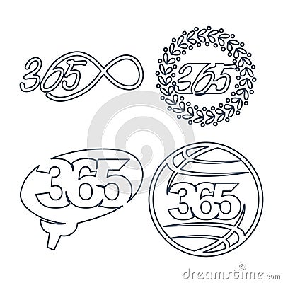 Leaf brain world 365 infinity logo icon outline illustration Vector Illustration