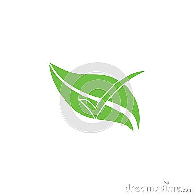 Leaf check mark organic food symbol vector Stock Photo